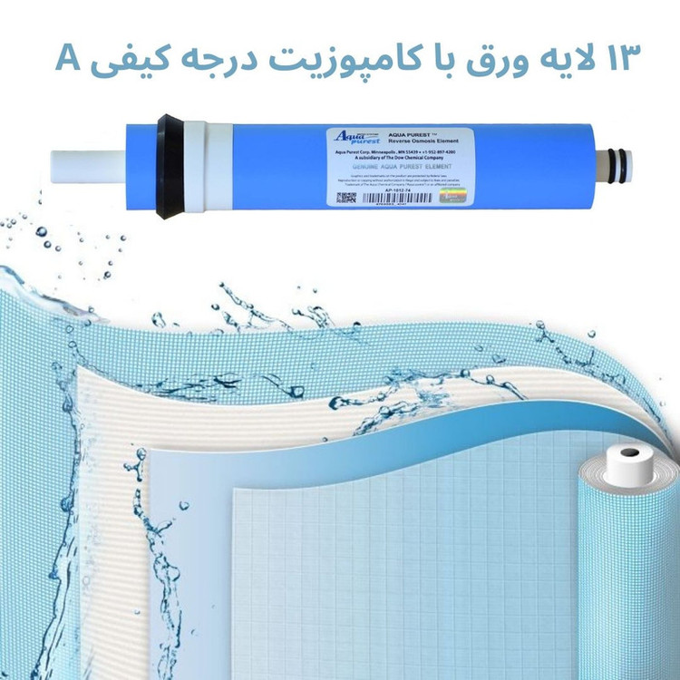 محصول نمونه تستی فیلتر دستگاه تصفیه آب آکوا پیورست مدل RO- NEW 09 مجموعه 8 عددی به همراه فیلتر تصفیه آب مدل ممبران